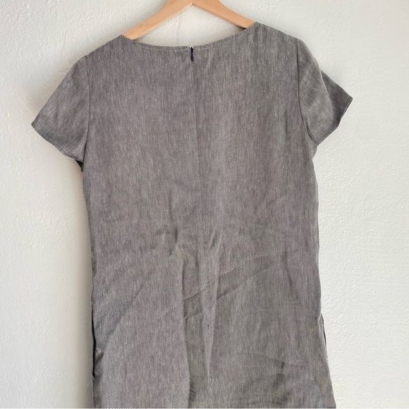 Theory Structured Shift Dress Women's Small Gray Linen Twill Cap Sleeve - Picture 7 of 7